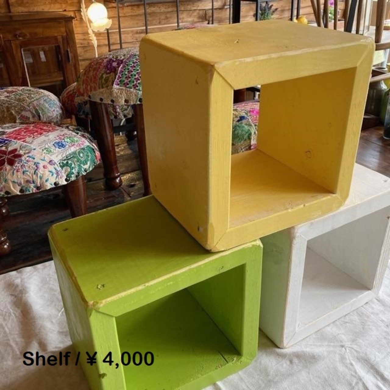TOPANGA Furniture　カラフルウッドボックス　Sサイズイエロー