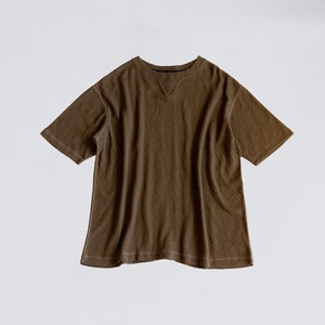 Compact spin cotton back line T-shirt / Brown