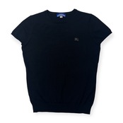 90s BURBERRY BLUE LABEL バーバリー ブルーレーベル 半袖 ウール ニット セーター 38/ブラック レディース