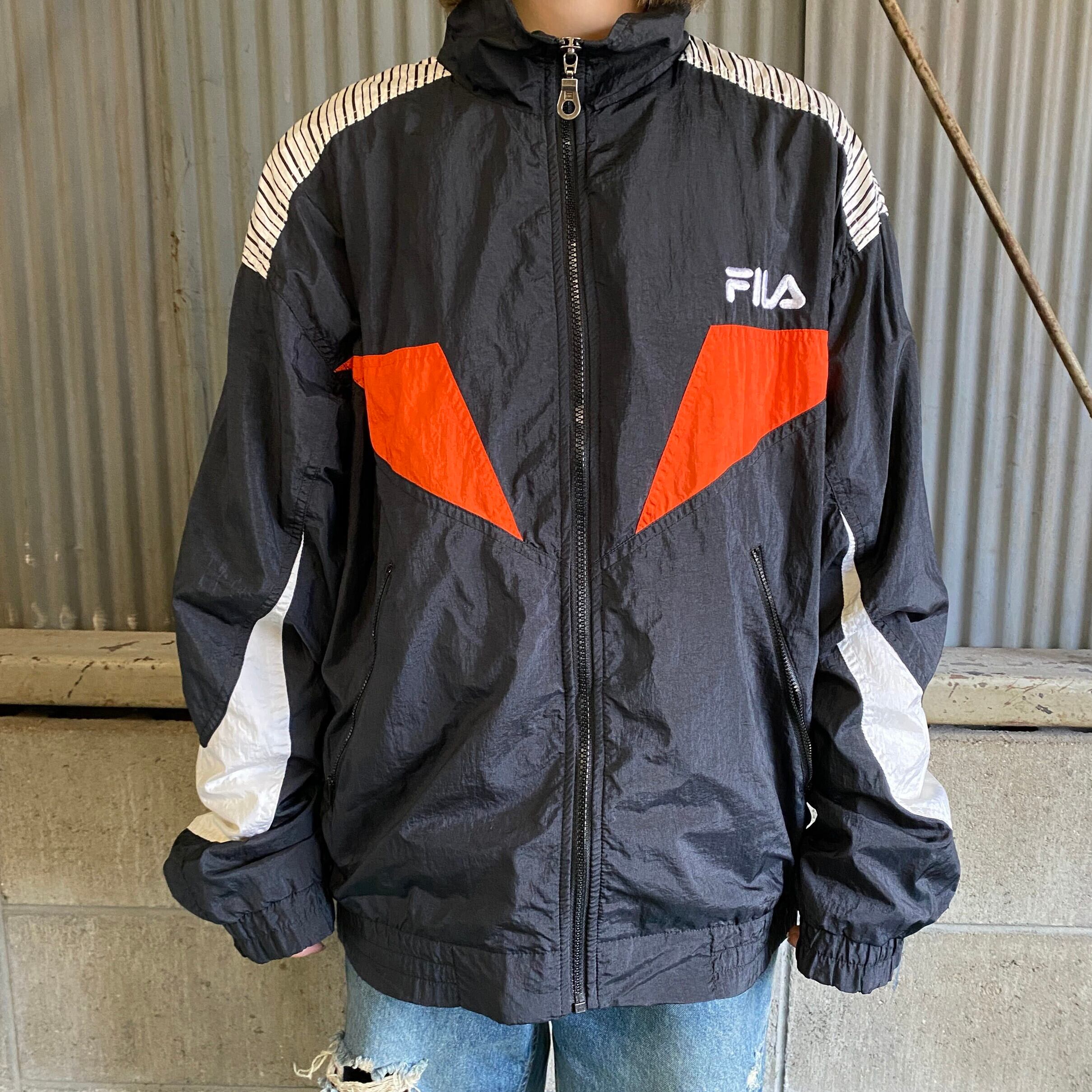 90s FILA フィラ ナイロンジャケット フリース 赤 Sサイズ