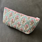 ブロックプリント マルチポーチ ライトブルー