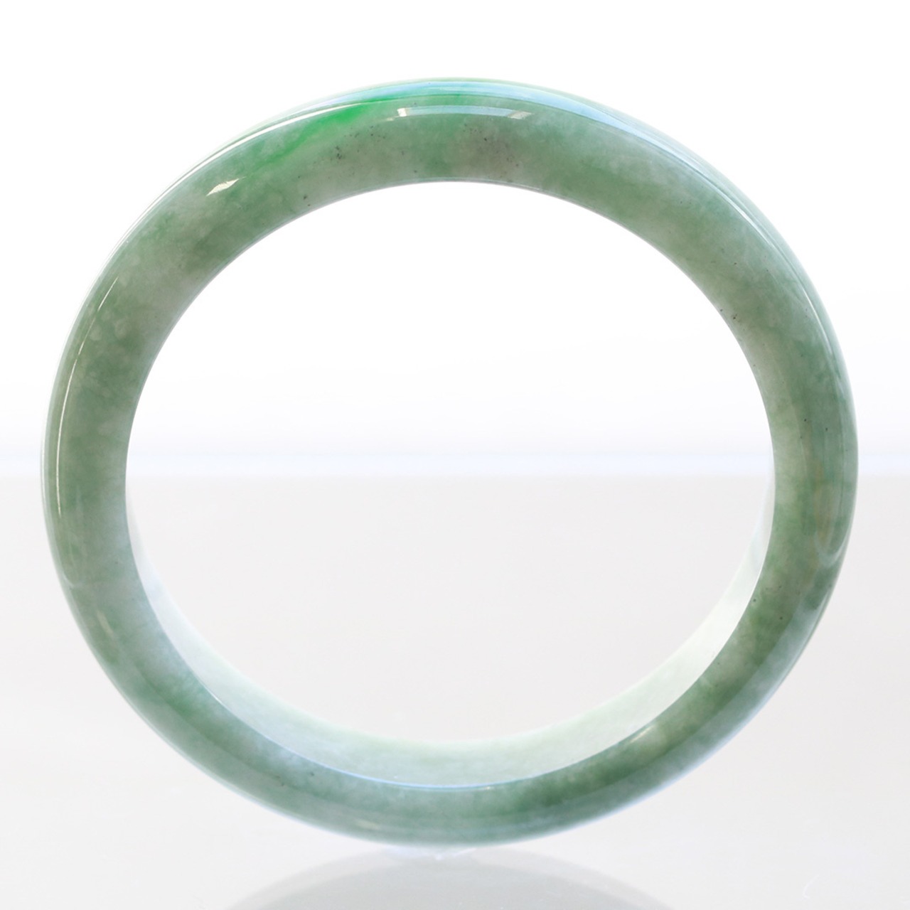 【内径 約59mm】重厚感ある翡翠のバングル komaru/ green A貨翡翠 jd_bg1218