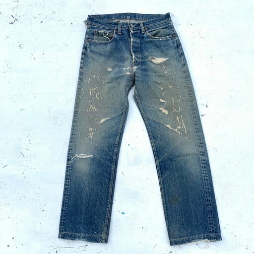 60's LEVI'S リーバイス 501 デニム Big E 刻印8 並行ステッチ 足長R ジャンク リペア多数 グランジ ダメージ W32  USA製 希少 ヴィンテージ | agito vintage powered by BASE