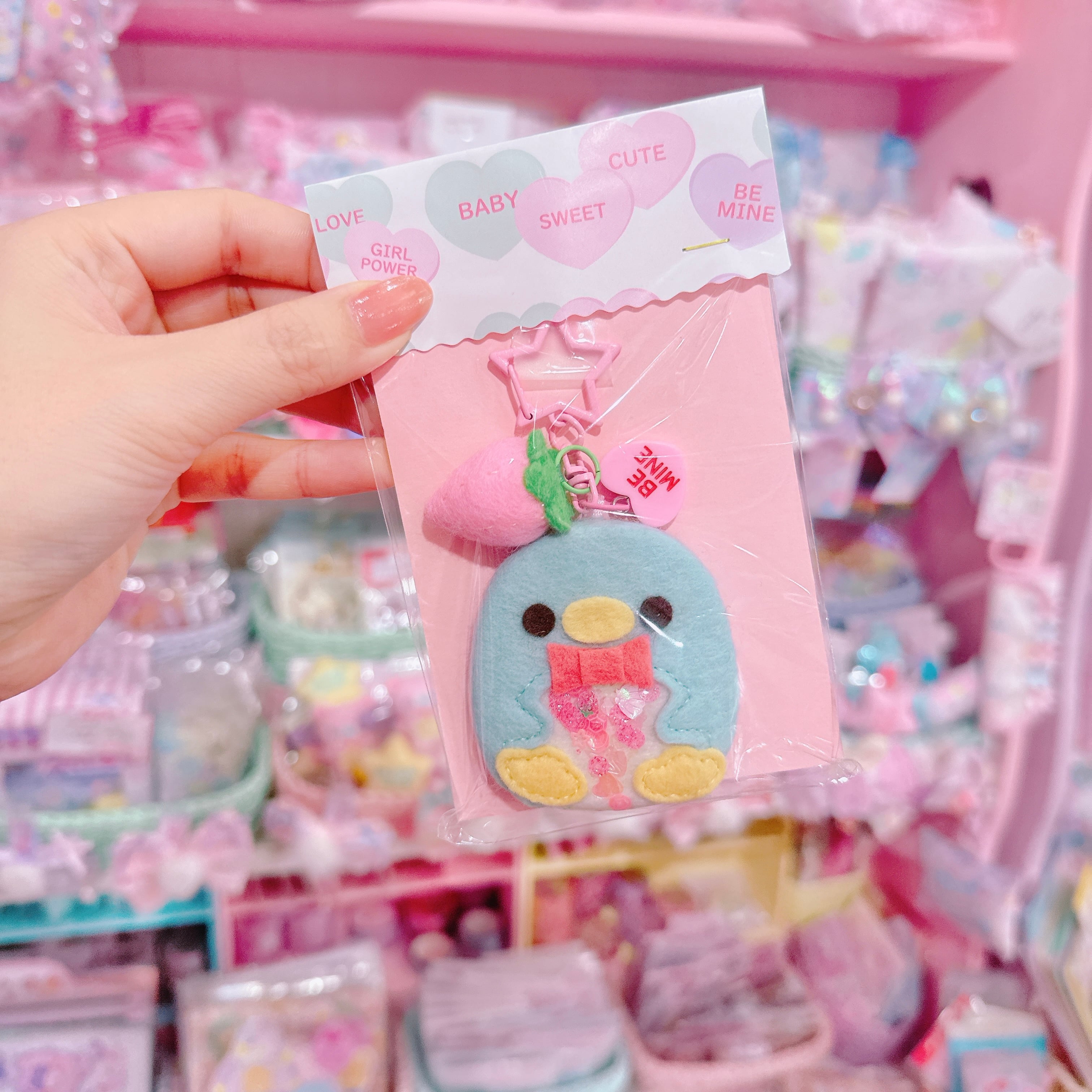 【K5】2-2フェルトのペンギンキーホルダー(キラキラ)