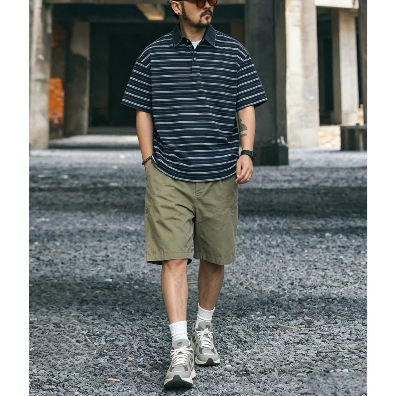 Denim collar border polo shirt 1434 - 3
