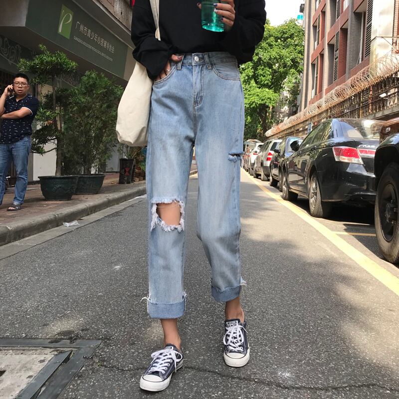 薄手パンツ ハイウェストウェストジーンズ 試着室16521151343