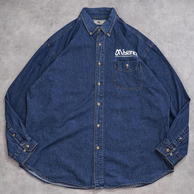 Lee リー デニムシャツ 古着 ブルー 企業ロゴ XL 青 20598