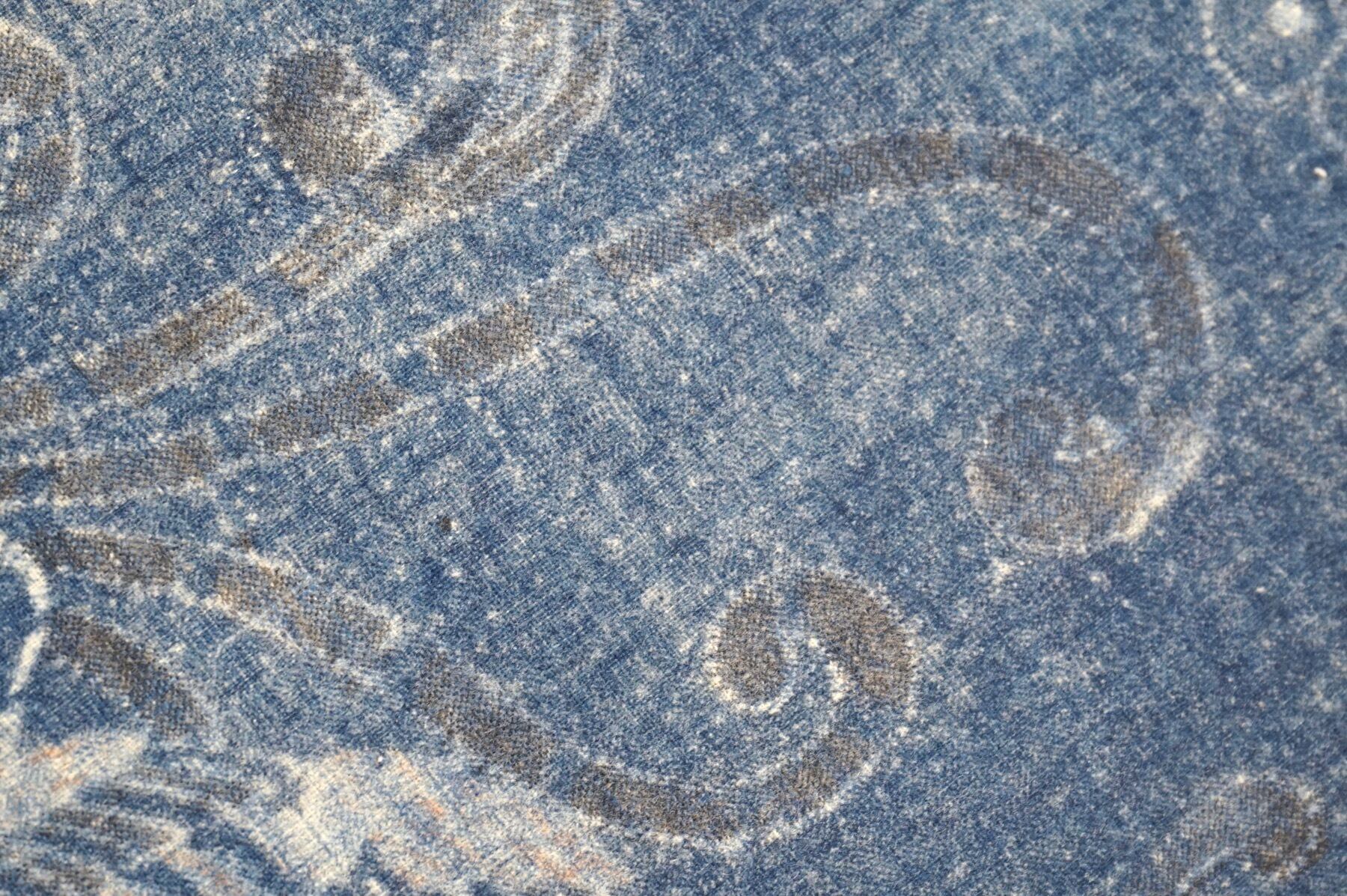 型染め　朱入り　藍染め　木綿　古布　藍染　リメイク　アンティーク　時代布 型染め 朱入り 藍染め 木綿 古布 藍染 リメイク アンティーク 時代布