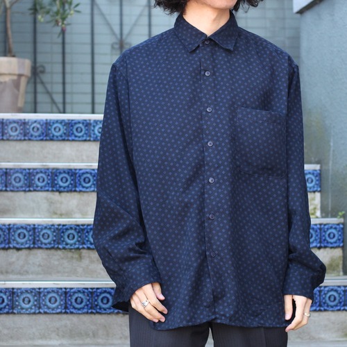 USA VINTAGE GEORGE NAVY COLOR FAKE SUEDE DESIGN SHIRT/アメリカ古着ネイビーカラーフェイクスウェードデザインシャツ