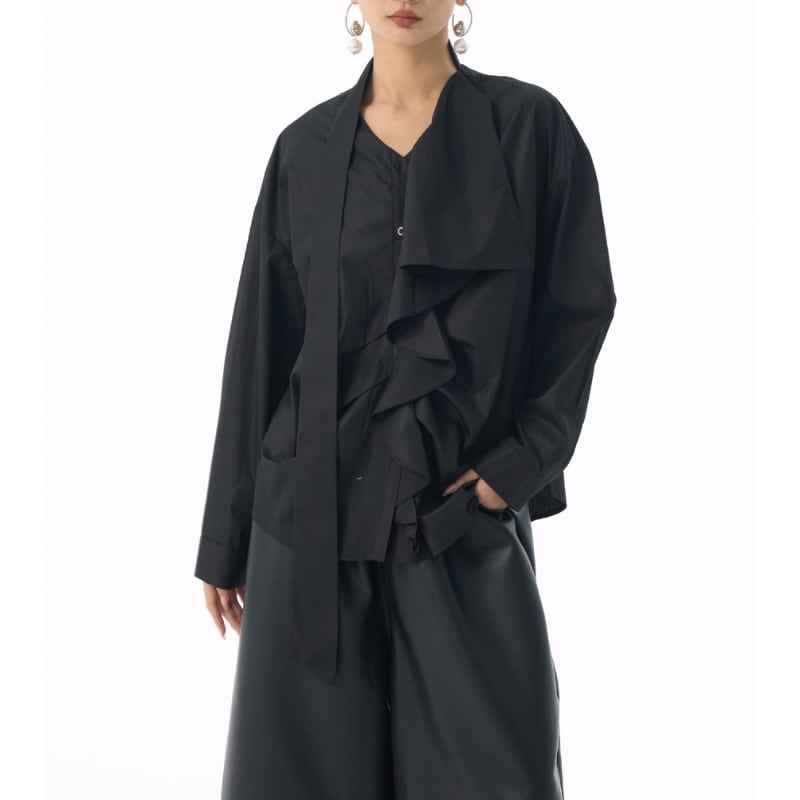 フリル 長袖 オーバーサイズ シャツ 2color BL0562