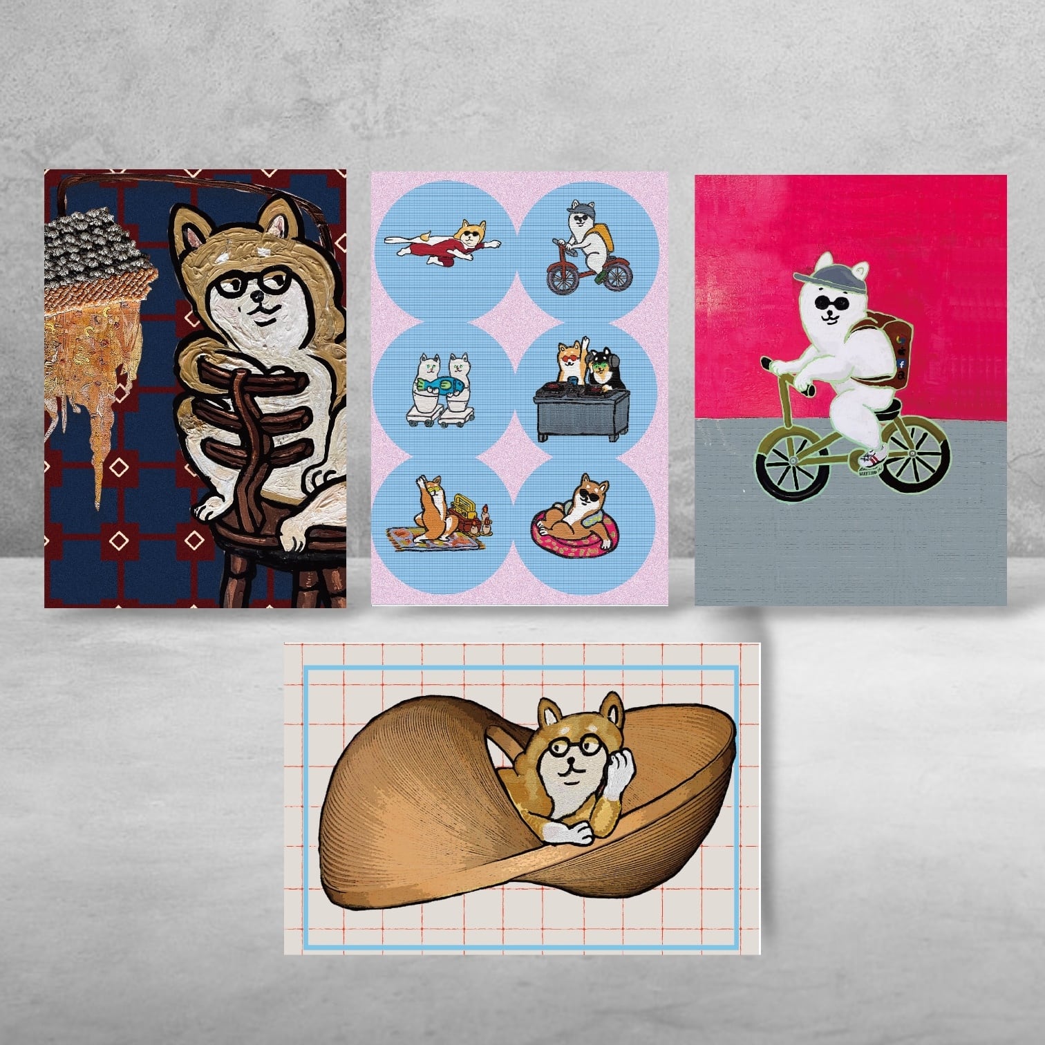 【ポストカード4枚セット】柴犬オールスター