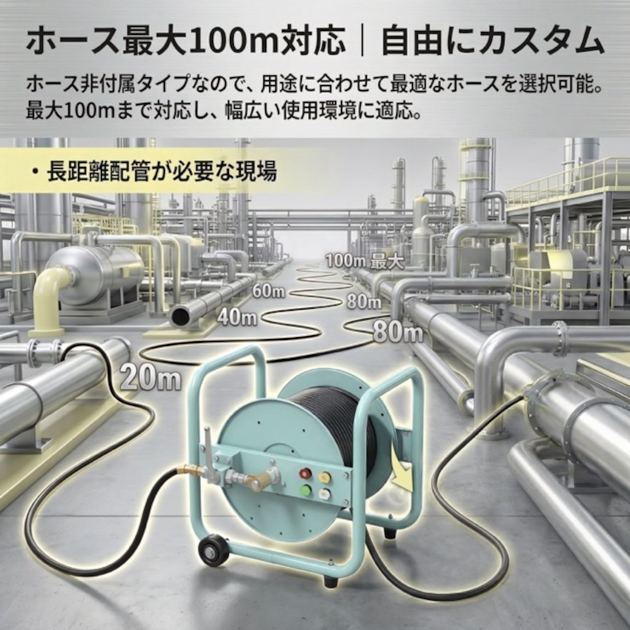 Kareyou 高圧洗浄機用ホースリール 最大100m対応 最高使用圧力24.8MPa 3/8インチクイック接続PHR3-kb-1