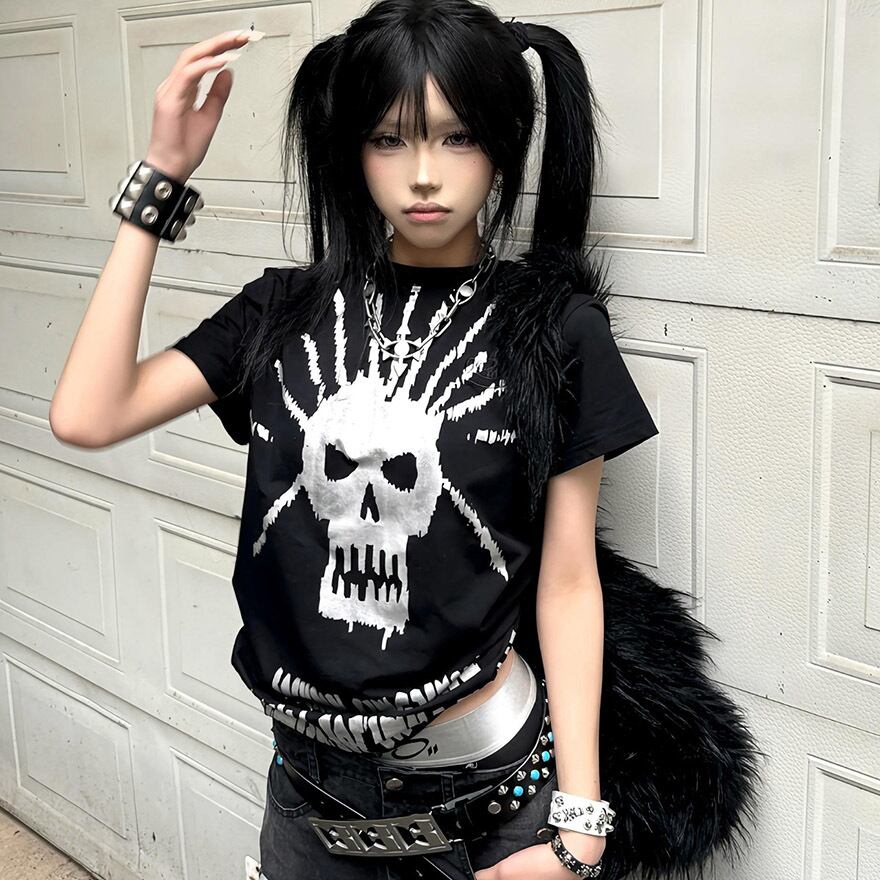 サブカル 服 地雷系 通販 半袖 Tシャツ スカル