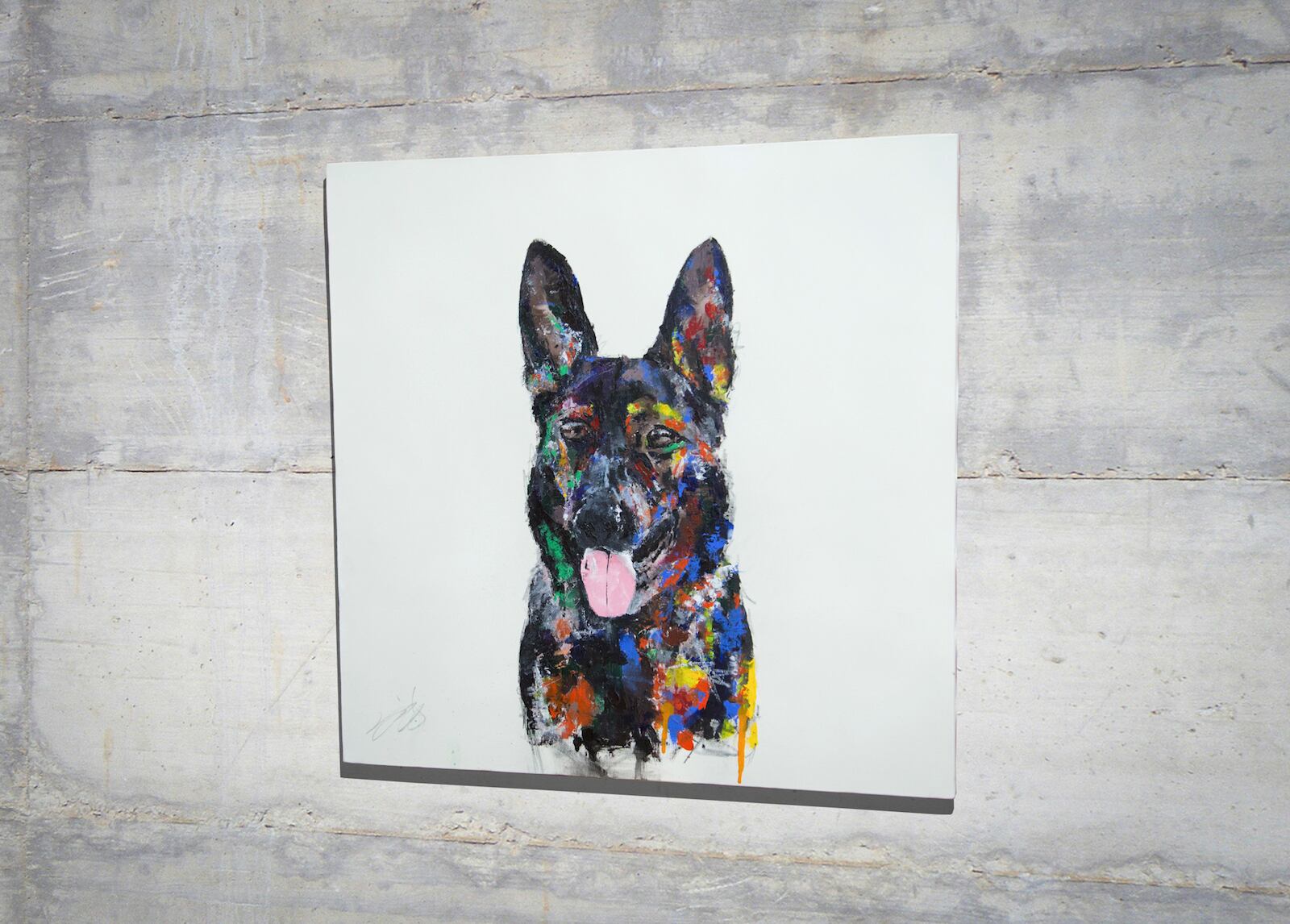 ジャーマン　シェパード　油絵　手描き　原画　油彩画 German Shepherd / ジャーマンシェパード犬の現代アート作品 絵画販売