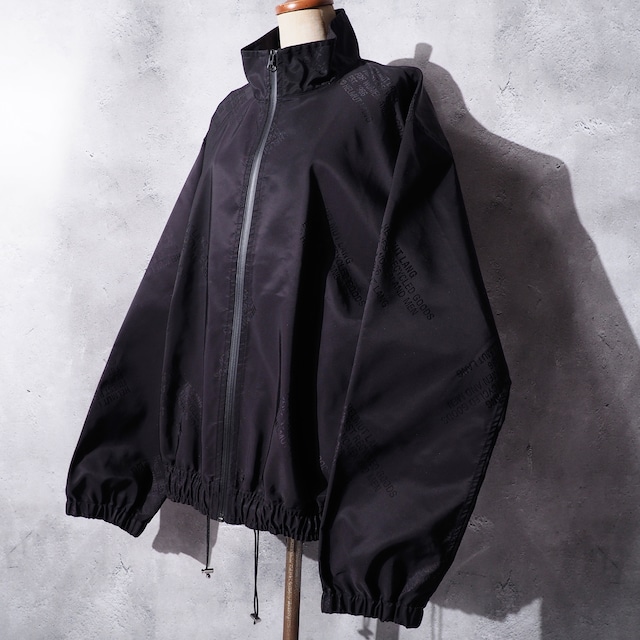 ” HELMUT LANG ” Black hidden logo printed full zip nylon track jacket