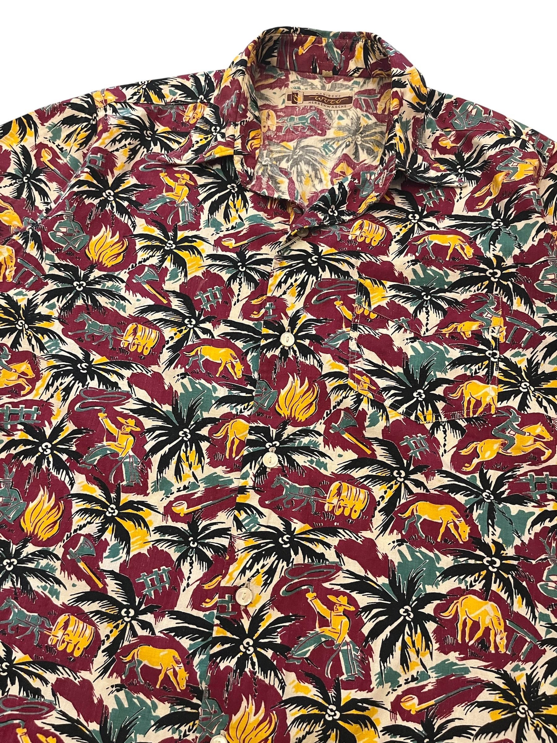 50s NAT-NAST Rayon Bowling Shirt Navy Yellow 50年代 ナットナスト