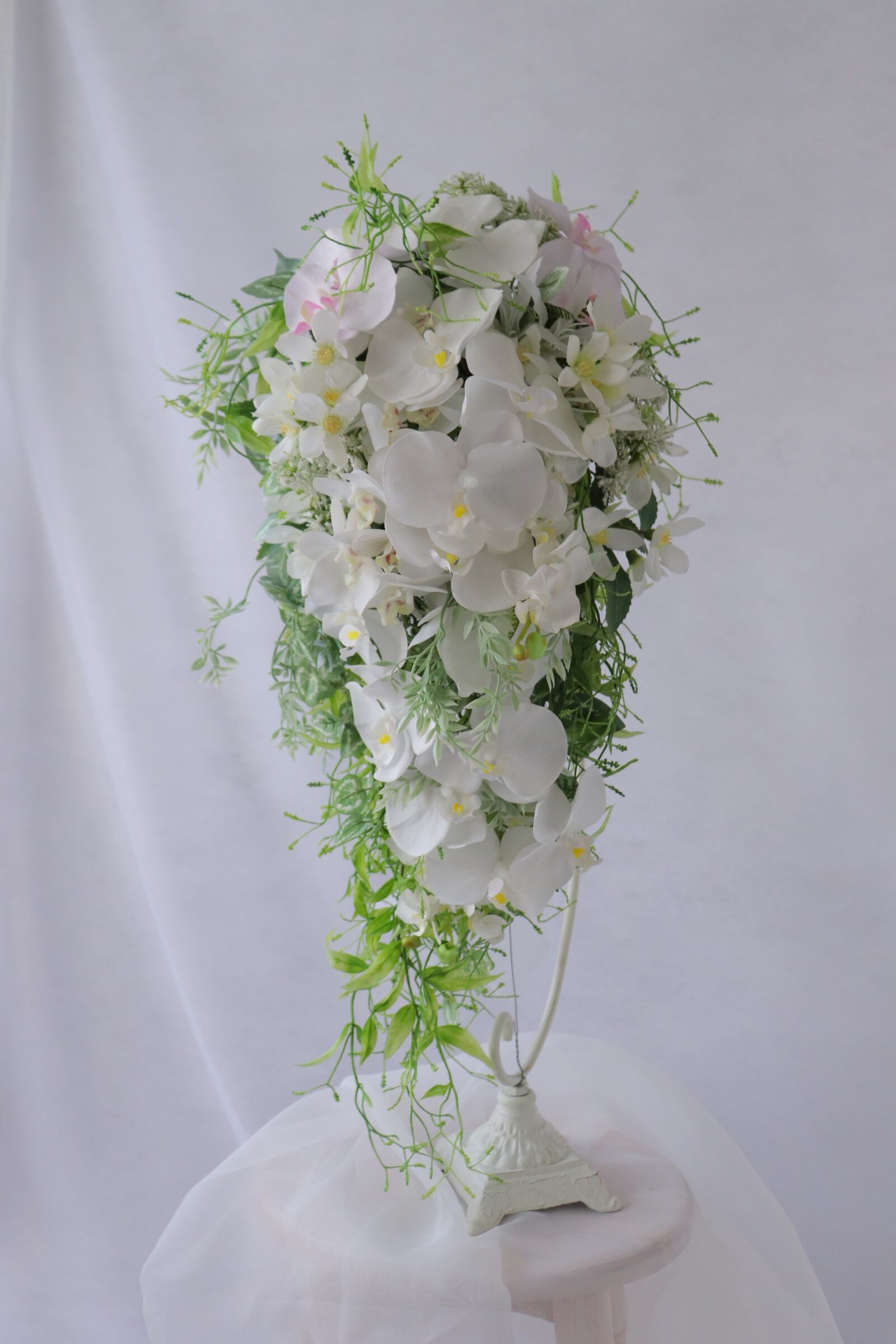 桜キャスケードブーケ さくらブーケ 胡蝶蘭ブーケ 結婚式 造花ブーケ 和婚 和装造花ブーケ