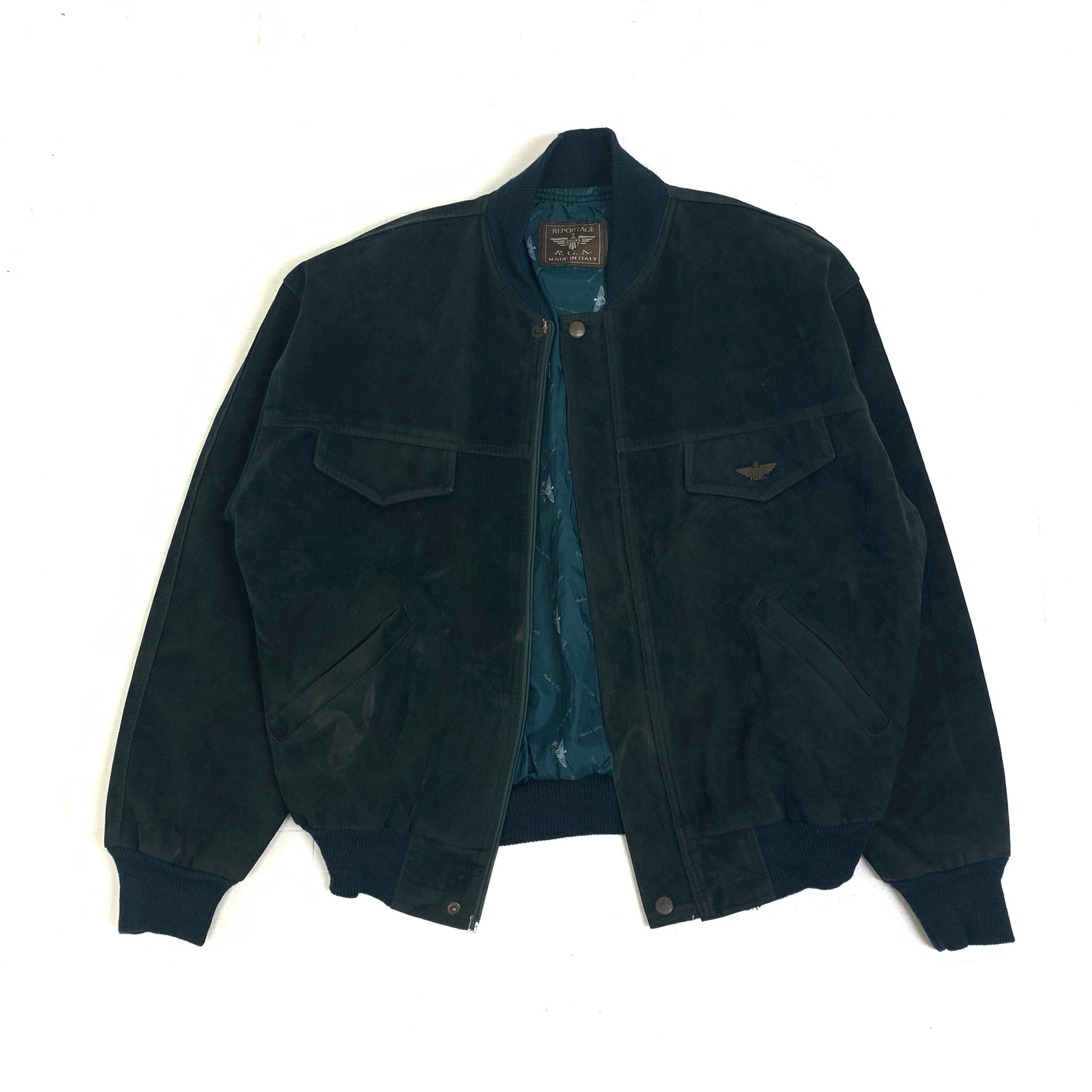 0390 / 1990's green ultra suede made in ITALY ダークグリーン