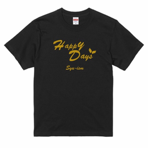 HappyDay　ロゴ入りTシャツ　ブラック　男女兼用