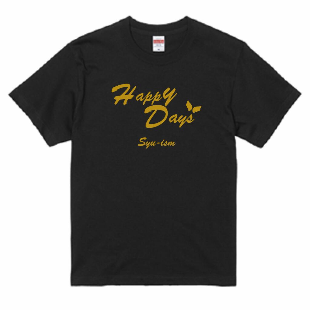 HappyDay ロゴ入りTシャツ ブラック 男女兼用