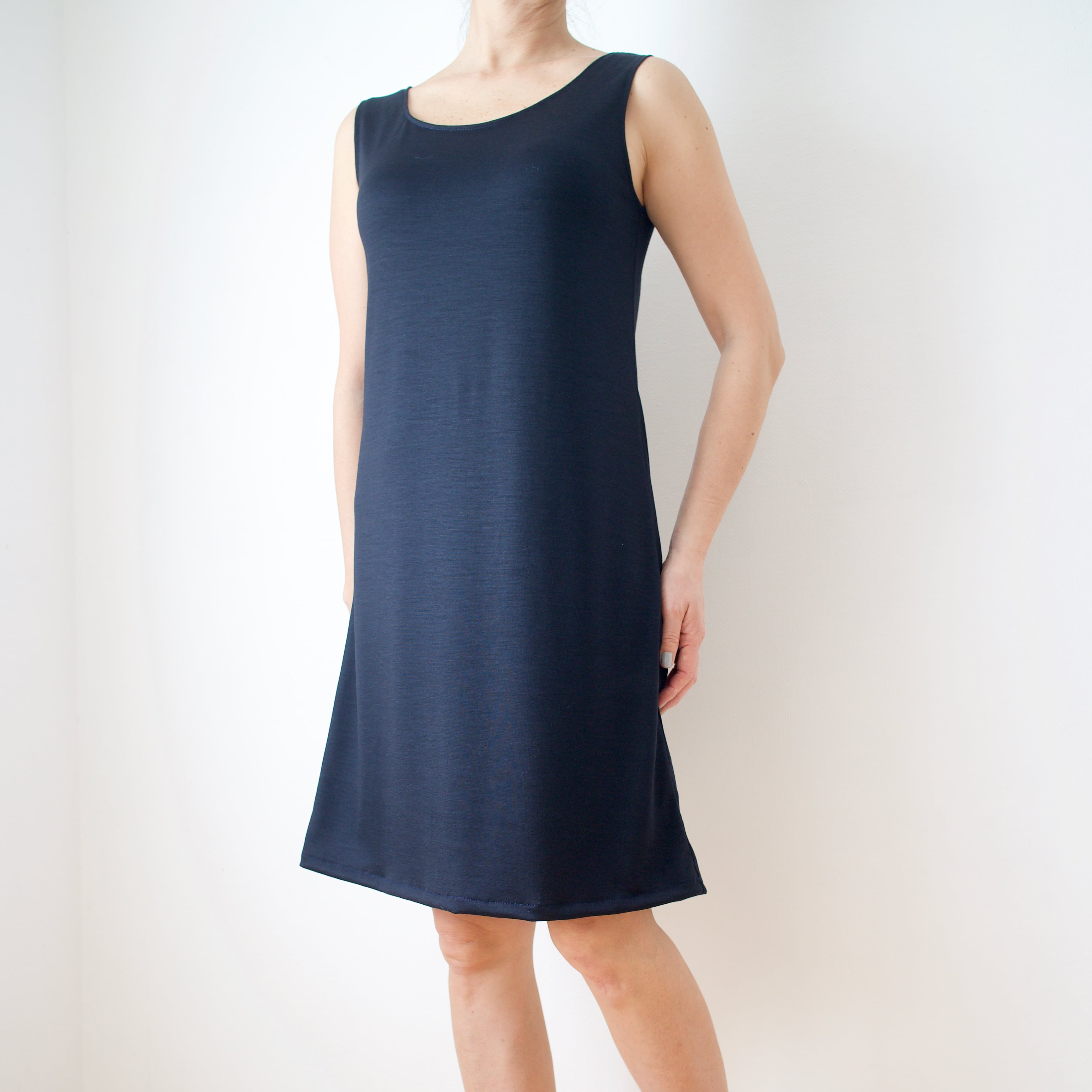 メリノウール <ノースリーブワンピース> ダークネイビー (80cm丈/90cm丈)