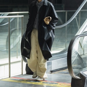 フェイクレザーシンプルロングコート　987