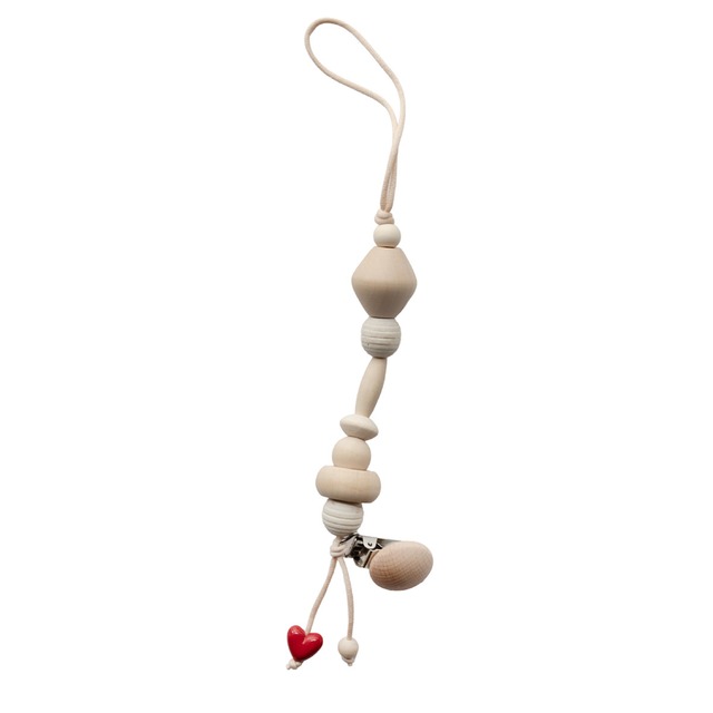 Baby goods strap "White wood with hart"（おしゃぶりストラップ）