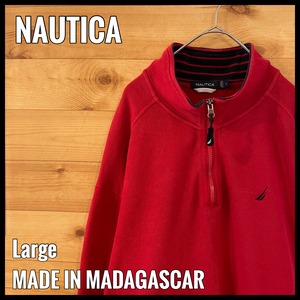 【NAUTICA】ハーフジップ スウェット ワンポイントロゴ 刺繍ロゴ L ノーティカ US古着