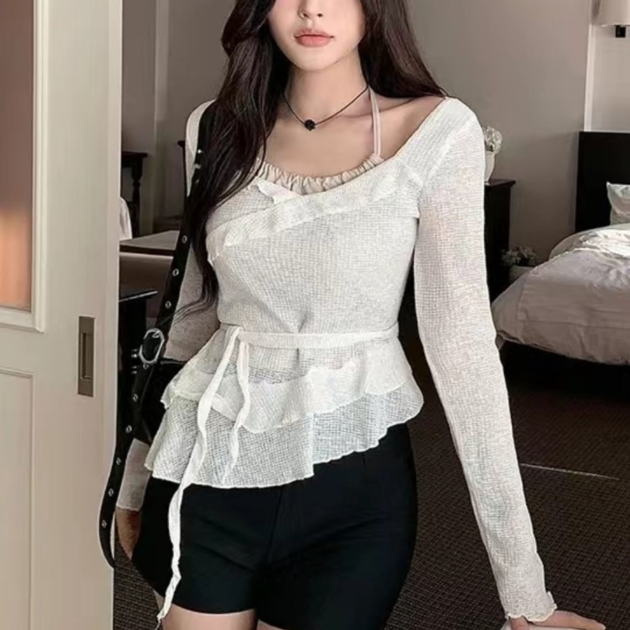 バレエコア キャミレイヤード フリルトップス A4215