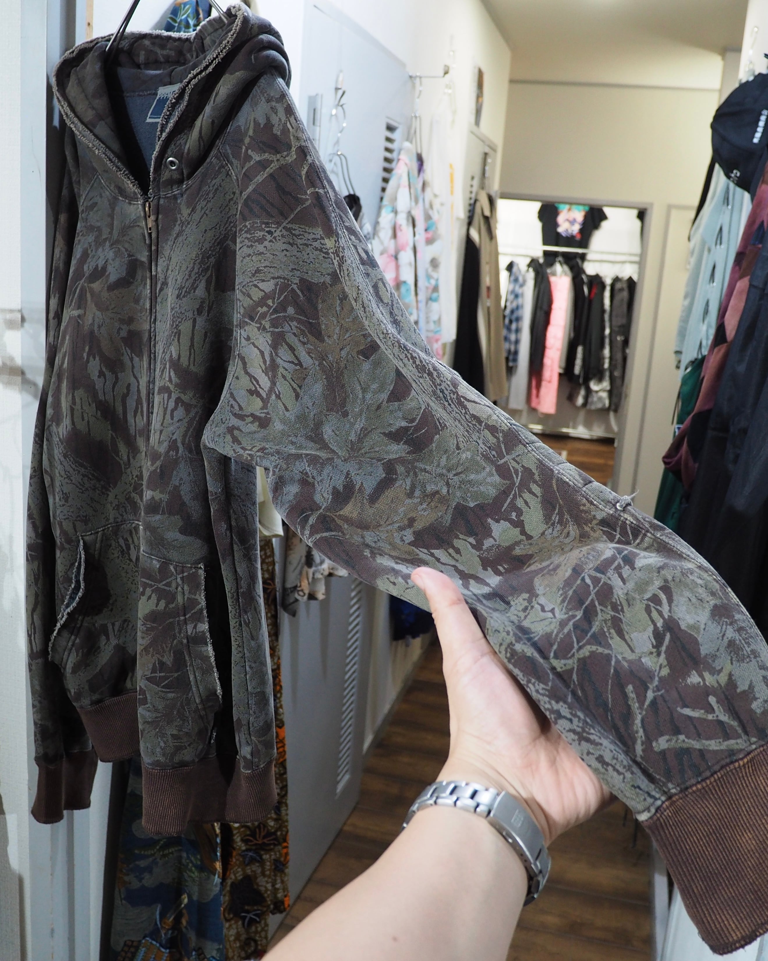2002s " PPFM - Archive " Beautiful Aging Camouflage × Two stars Embroidery Full zip Parker ピーピーエフエム アーカイブ 星刺繍 パーカー