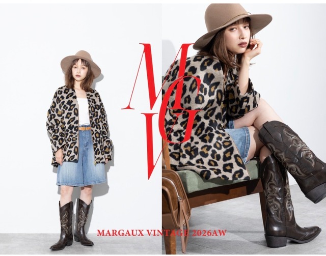 【MARGAUX VINTAGE】シャギージップコート　レオパード