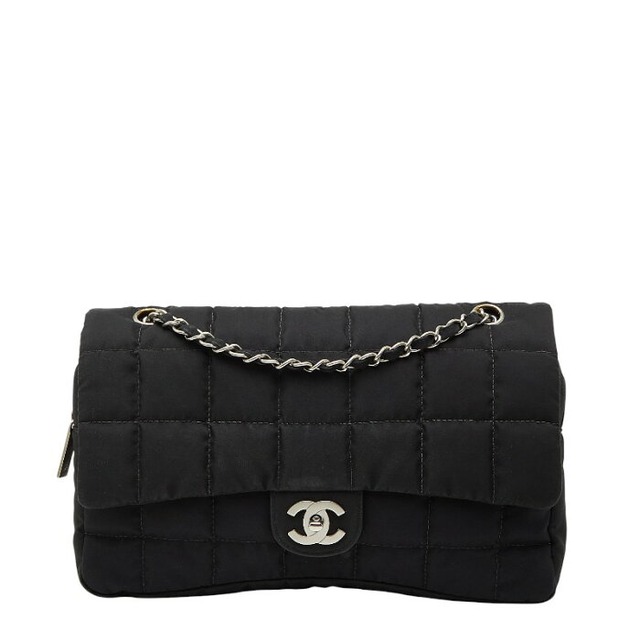 シャネル ココマーク チョコバー チェーン ショルダーバッグ ブラック ナイロン レディース CHANEL 【中古】