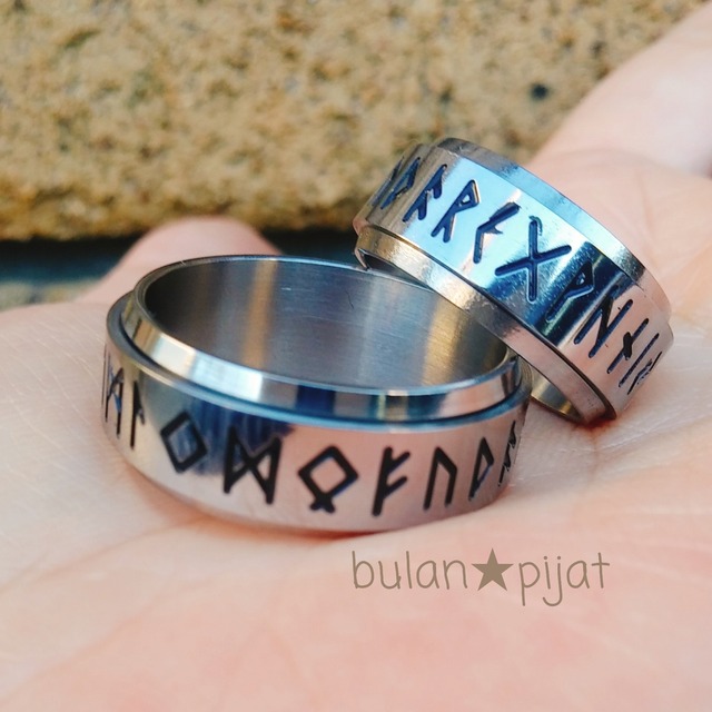 回る指輪 ルーンリング ルーン文字 ギミックリング 回転指輪 大人の天然石 アクセサリー材料パーツshop ぶらんぴじゃっと