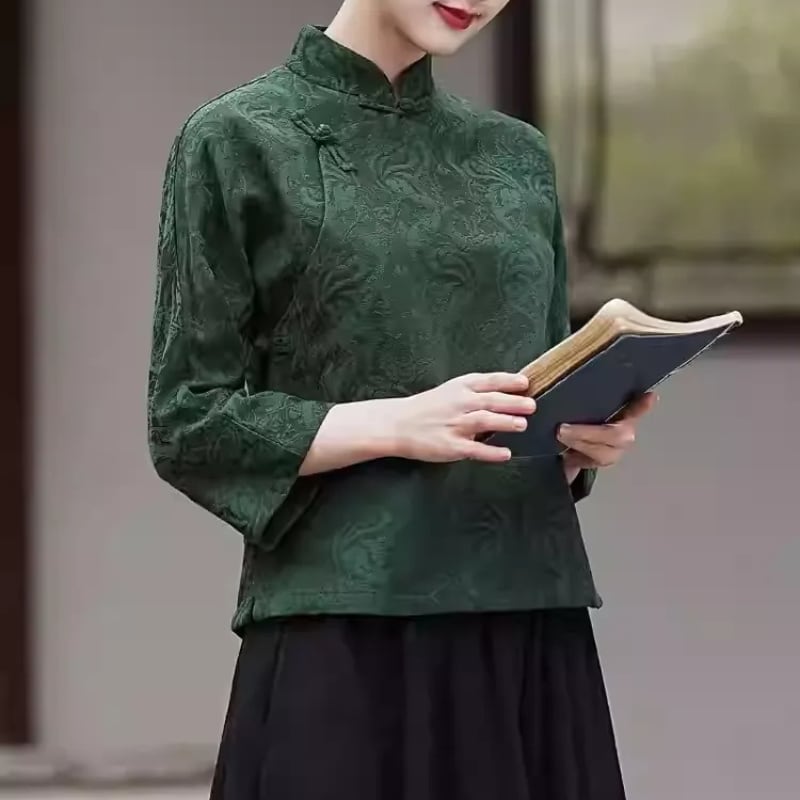 ジャカード織　旗袍トップス　3カラー　YS00010