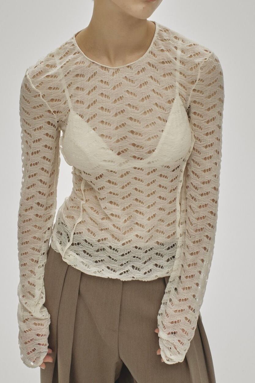 TODAYFUL Jacquard Long T-shirts ジャガードロングTシャツ Ecru 