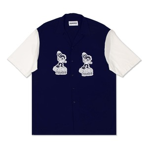 【PAS DE MER/パドゥメ】ISCREAM SHIRT 半袖シャツ / DARK BLUE/WHITE