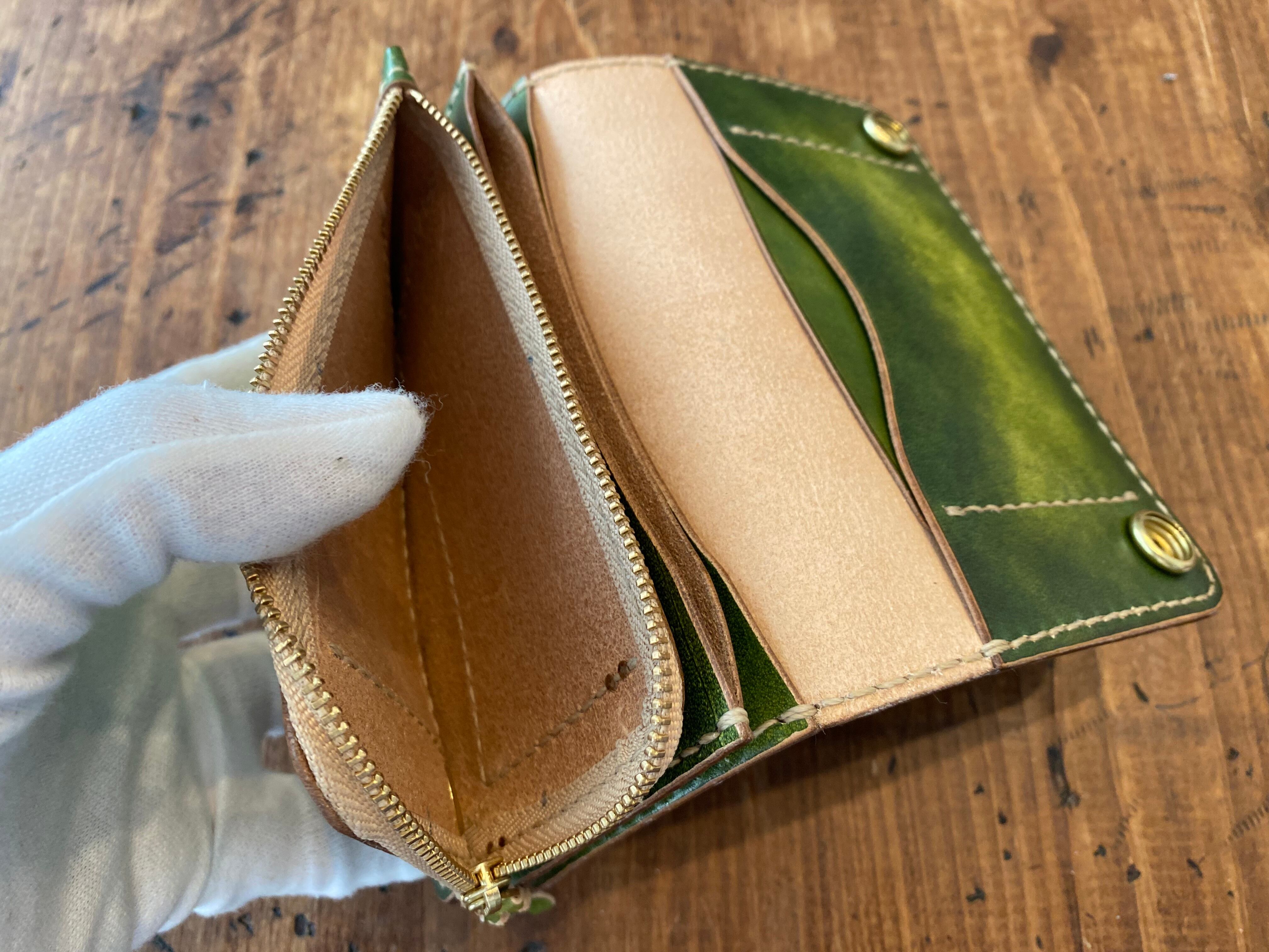 トラッカーウォレット ショート グリーン 緑 財布 | ashitae