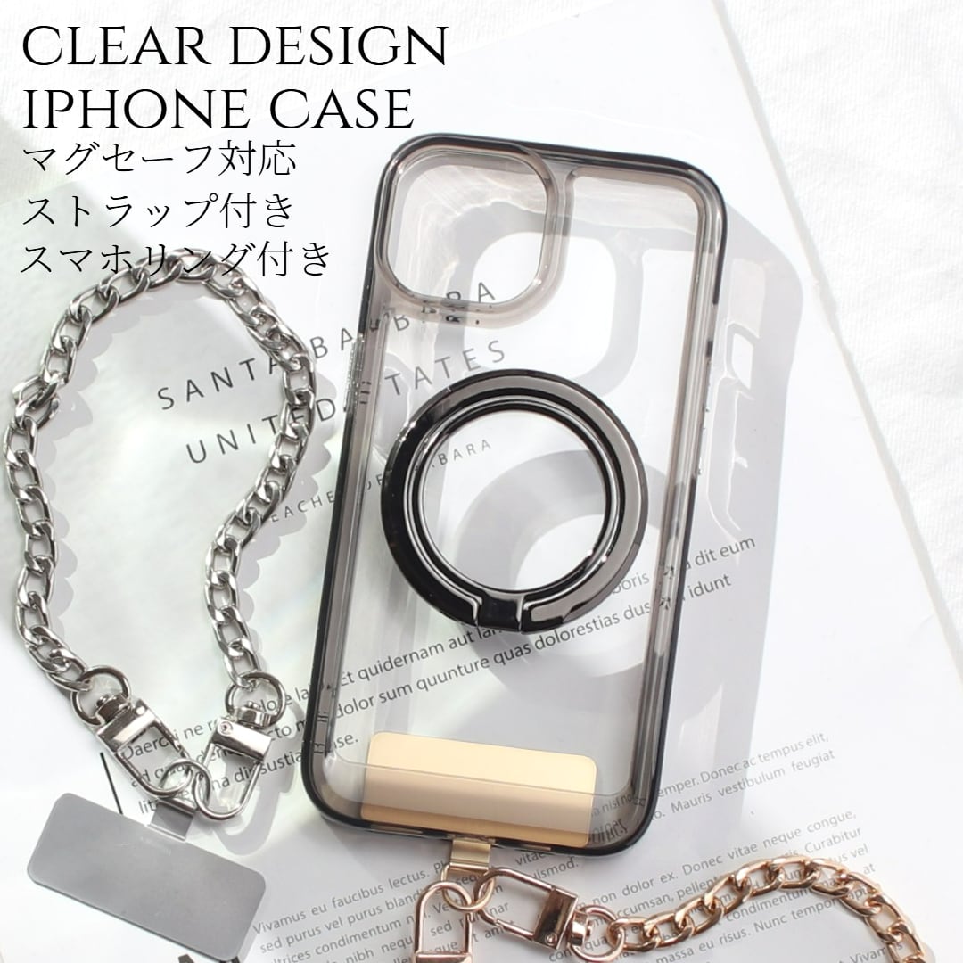 iphone ケース クリア リング付き iphone16 iphone15 iphone14 13 12