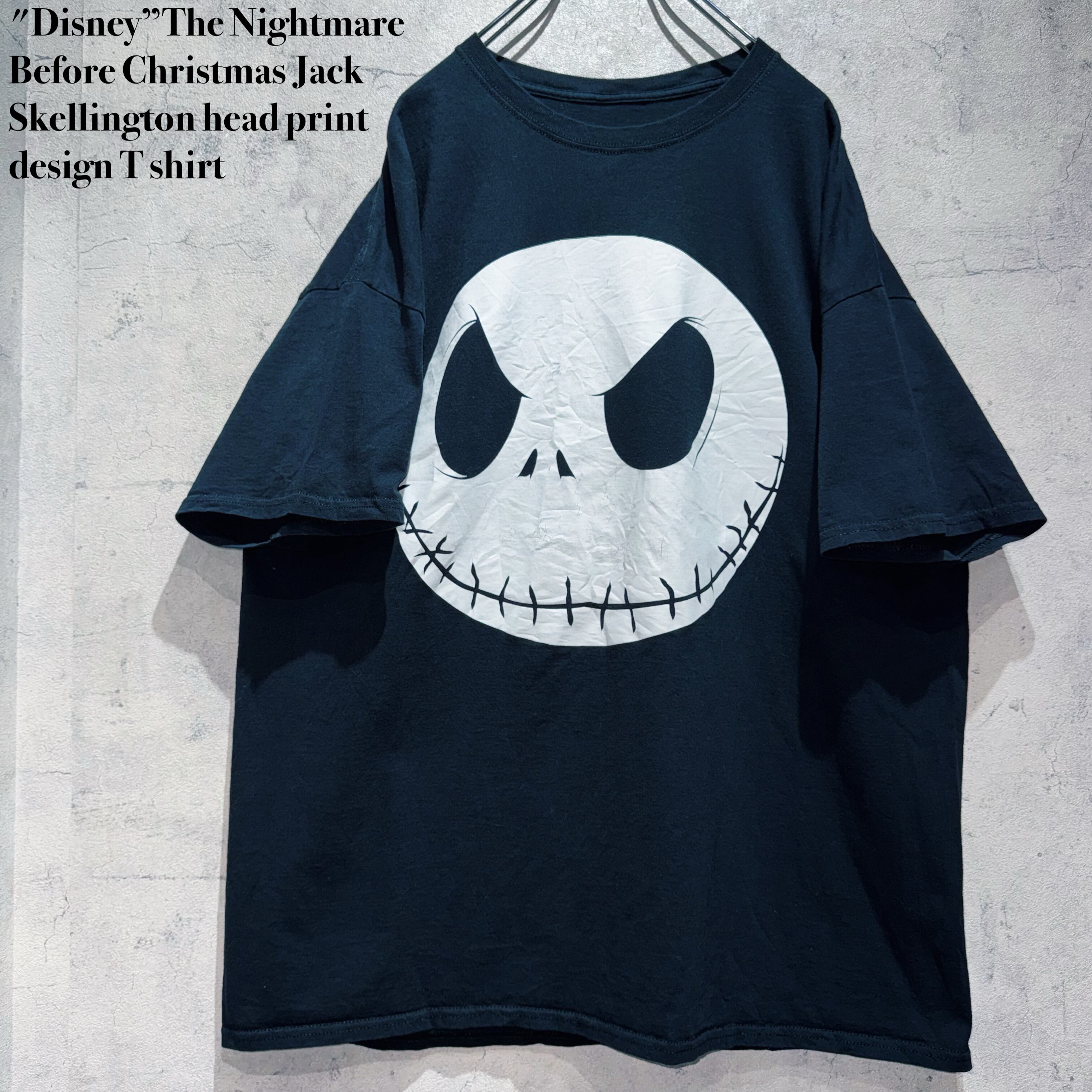 "Disney”The Nightmare Before Christmas Jack Skellington head print design T shirt