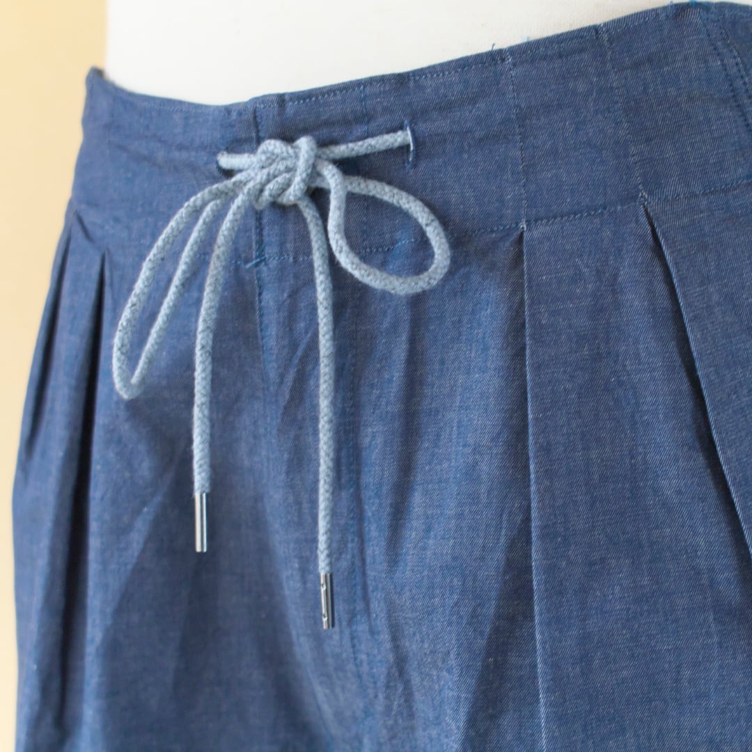 Manual Alphabet マニュアルアルファベット ツータックイージーデニムショーツ・ブルー【メンズ】