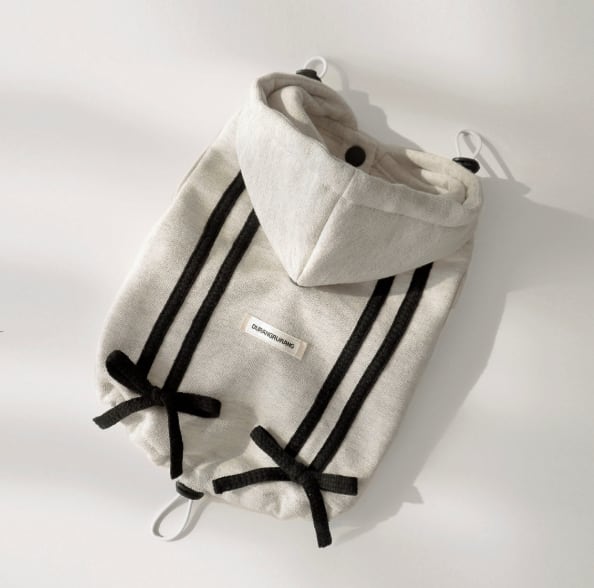 L/即納【DURANG RURANG】RIBBON HOODIE JACKET (MELANGE GRAY)