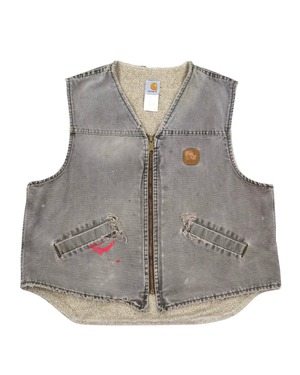 90s Carhartt V13 CHT Sandstone V-Neck Sherpa Lined Vest XL Made in USA XL