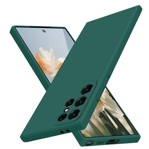 【在庫処分】JSTNMEBO Galaxy S24 Ultra 用ケース 液体シリコン 全面保護 耐衝撃 ストラップホール付き スマホカバー サムスン ギャラクシー s24 ウルトラ 用ケース 薄型 シンプル TPU ソフト 指紋防止 カバー 緑 J02-83