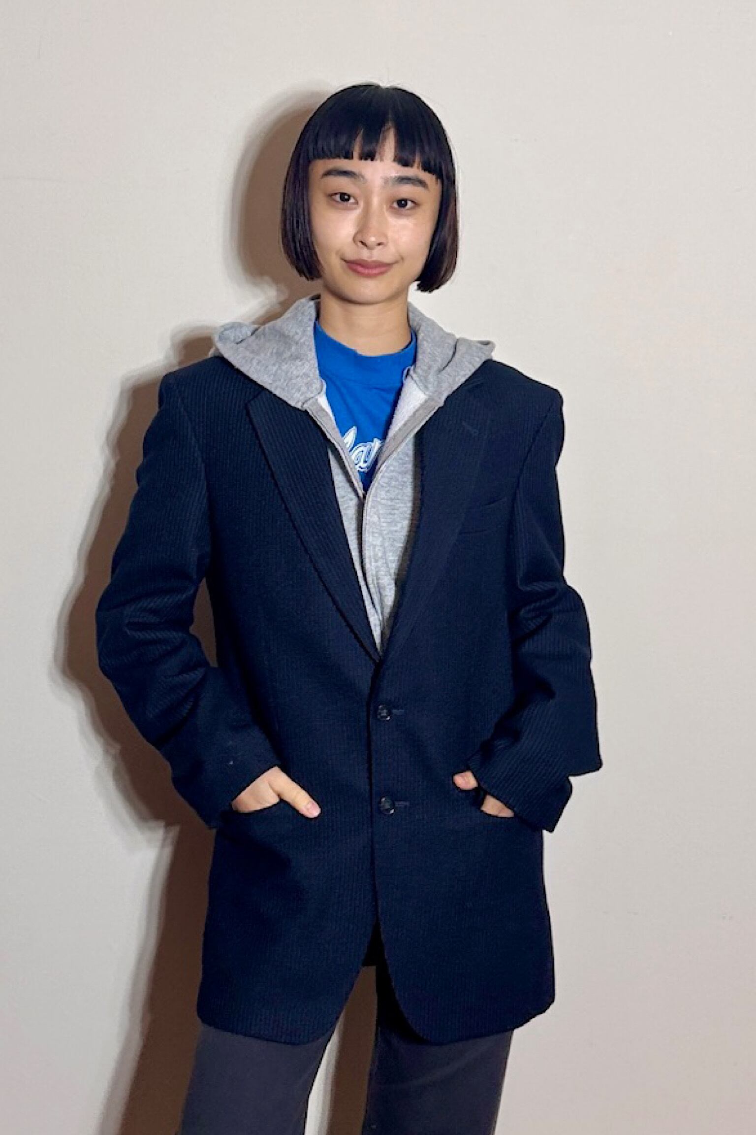 THE GARMENT ウール ピンストライプ ジャケット AUS10 紺 ネイビーストライプウールジャケット | DROOMTUIN_VINTAGE