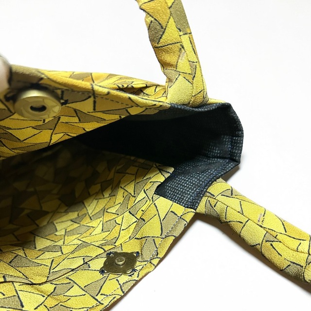 きものバッグ 着物で作ったトートバッグ（黄色）