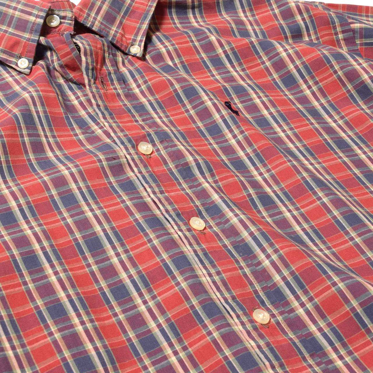 90s Polo by Ralph Lauren マドラスチェック 半袖ボタンダウンシャツ
