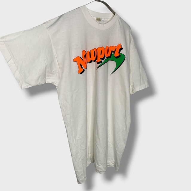 80s Newport ニューポート タバコ銘柄 プリントTシャツ 白 XL