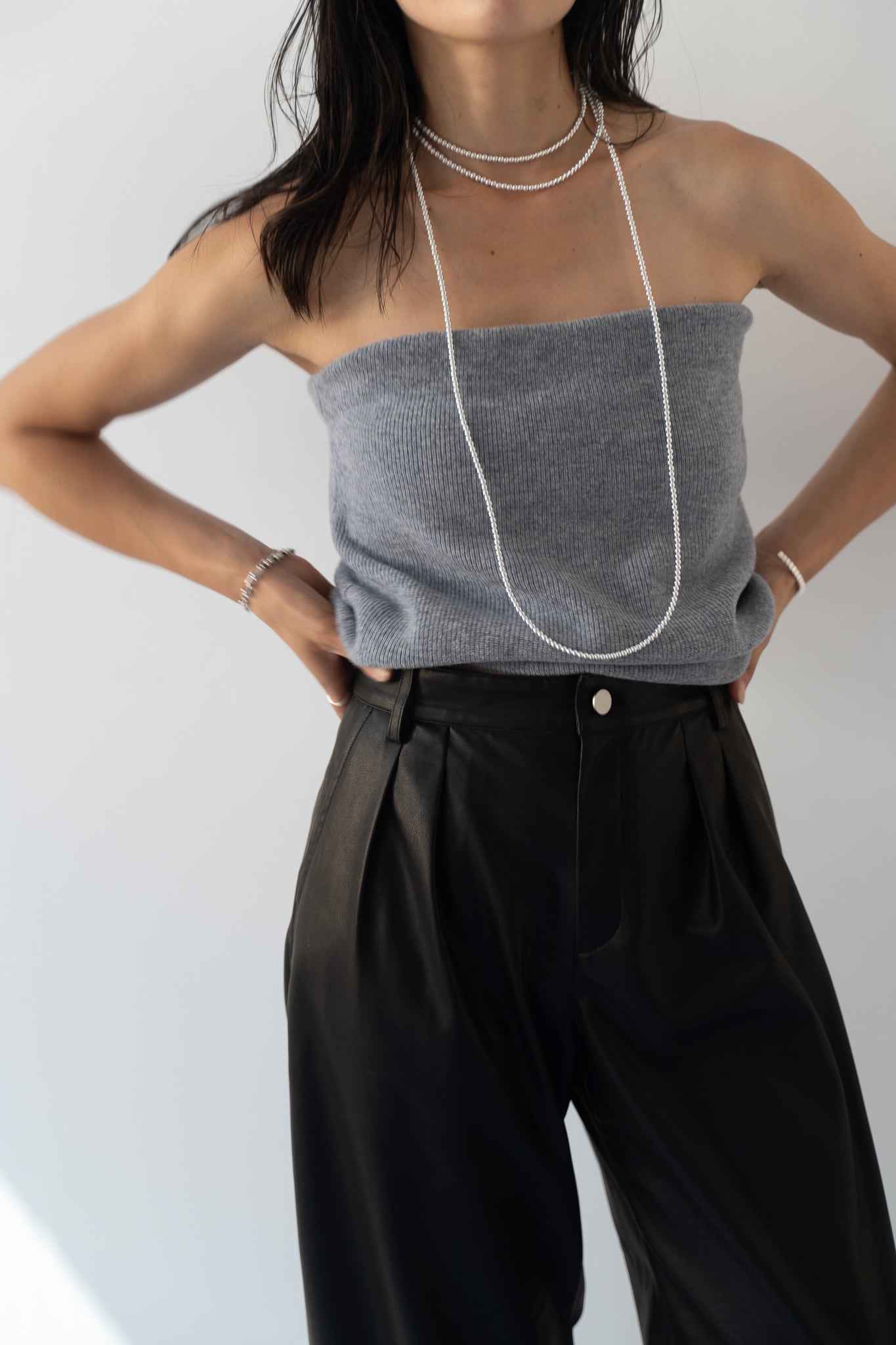 SUPER FINE MERINO WOOL TUBE TOP（GRAY） | remula