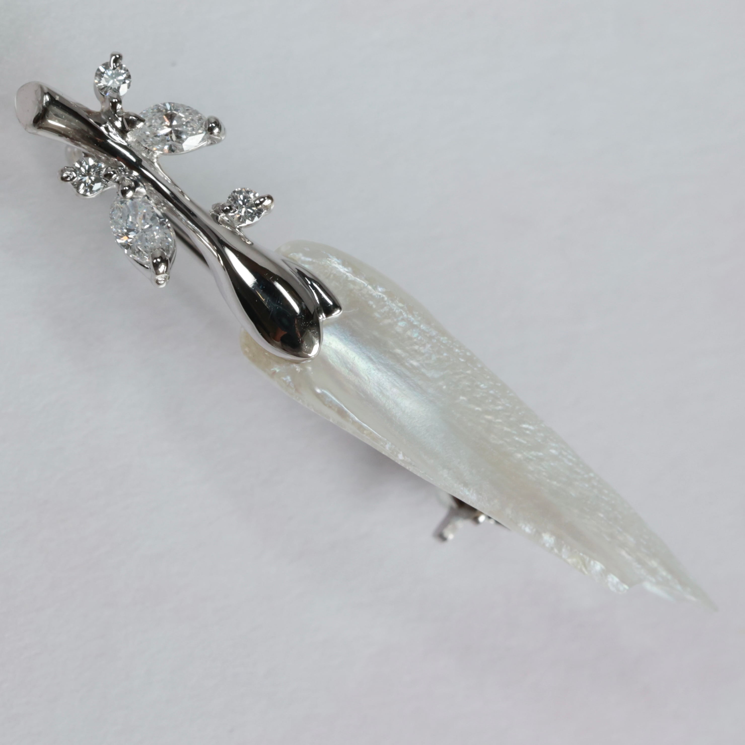 KINOSHITA PEARL Pt900 フェザーパール ダイヤモンド 0.20ct ブローチ