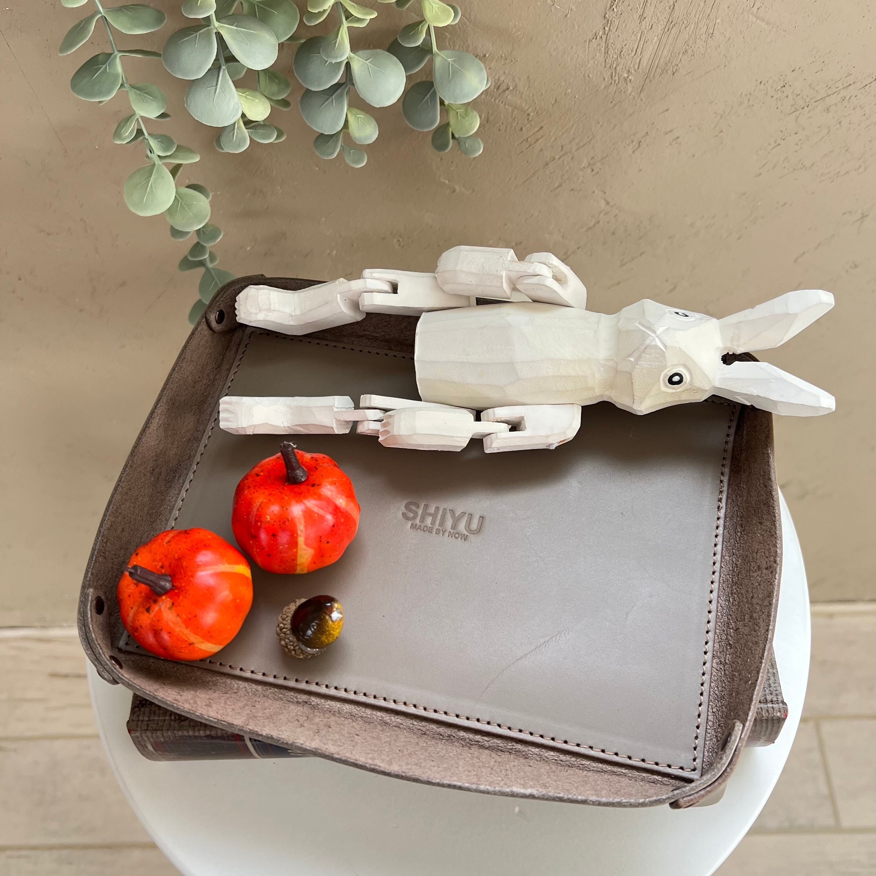 SHIYU-006】レザートレイ おしゃれ - 本革 小物入れ グレージュ